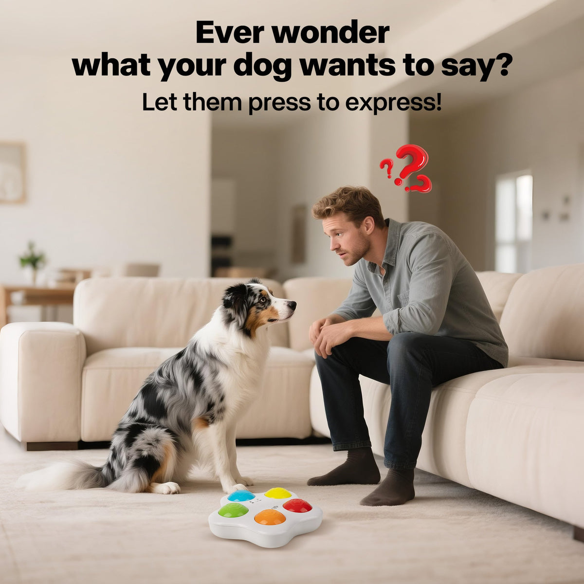 Interactive Dog Toy - Customizable Button Recordings