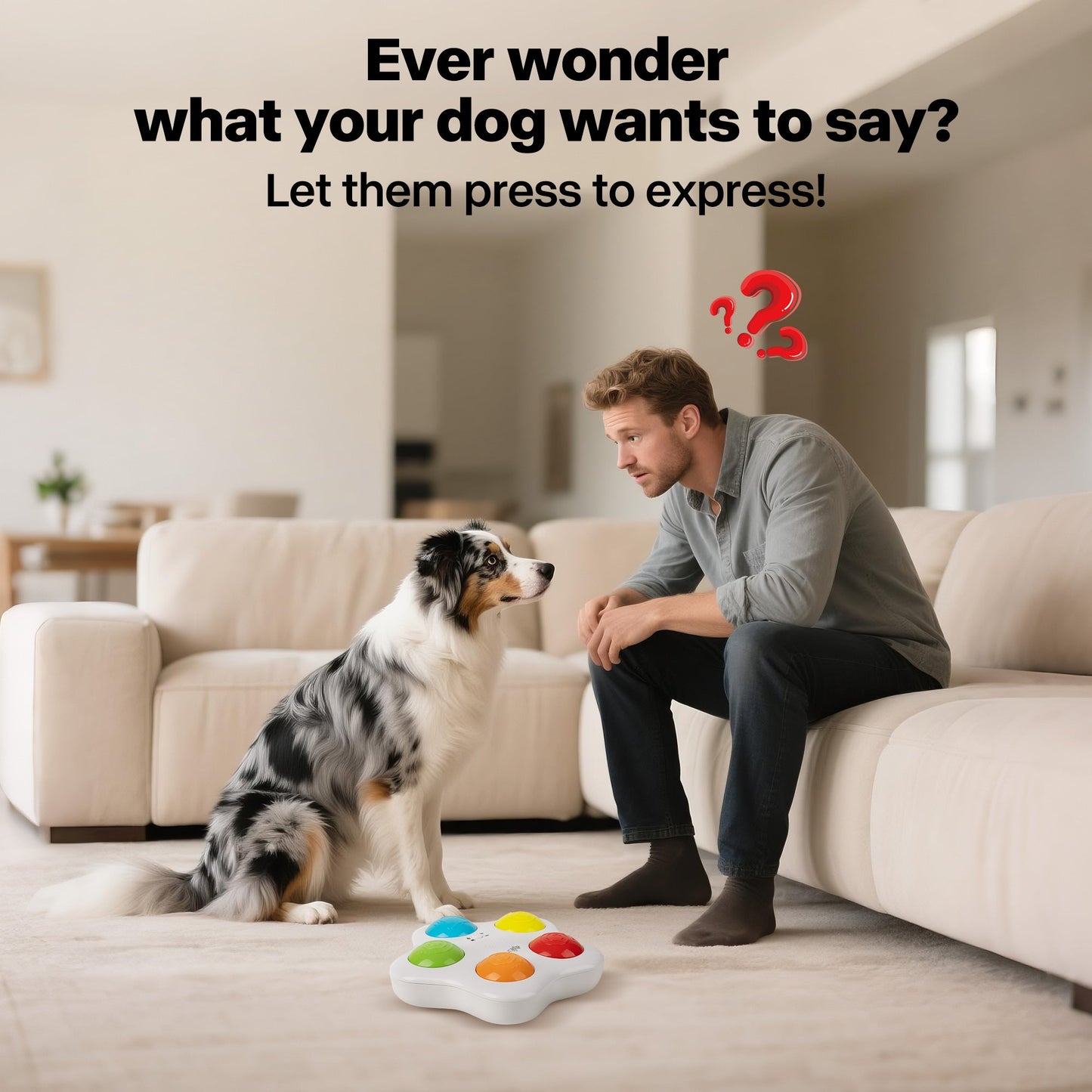 Interactive Dog Toy - Customizable Button Recordings