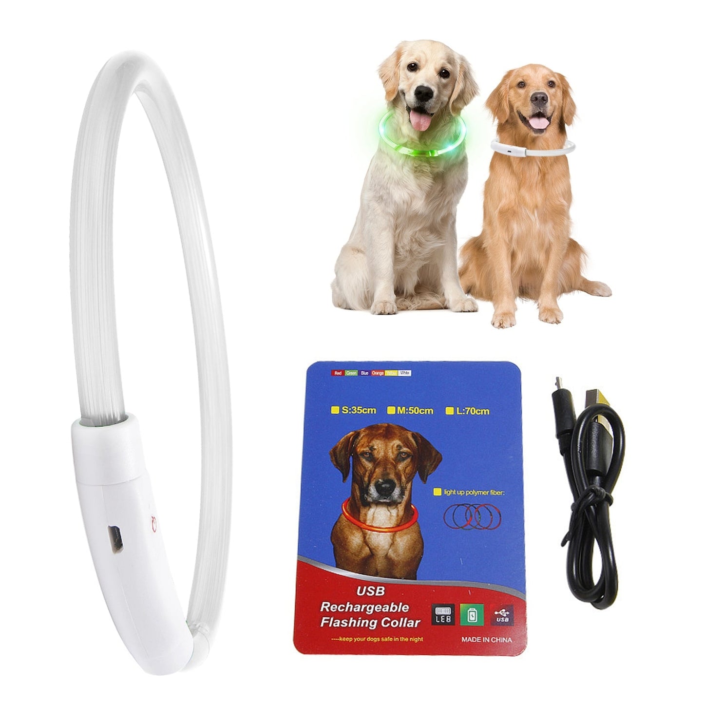 Glowing Dog Collar for Small to Medium sized Dogs w/ Rechargeable USB
