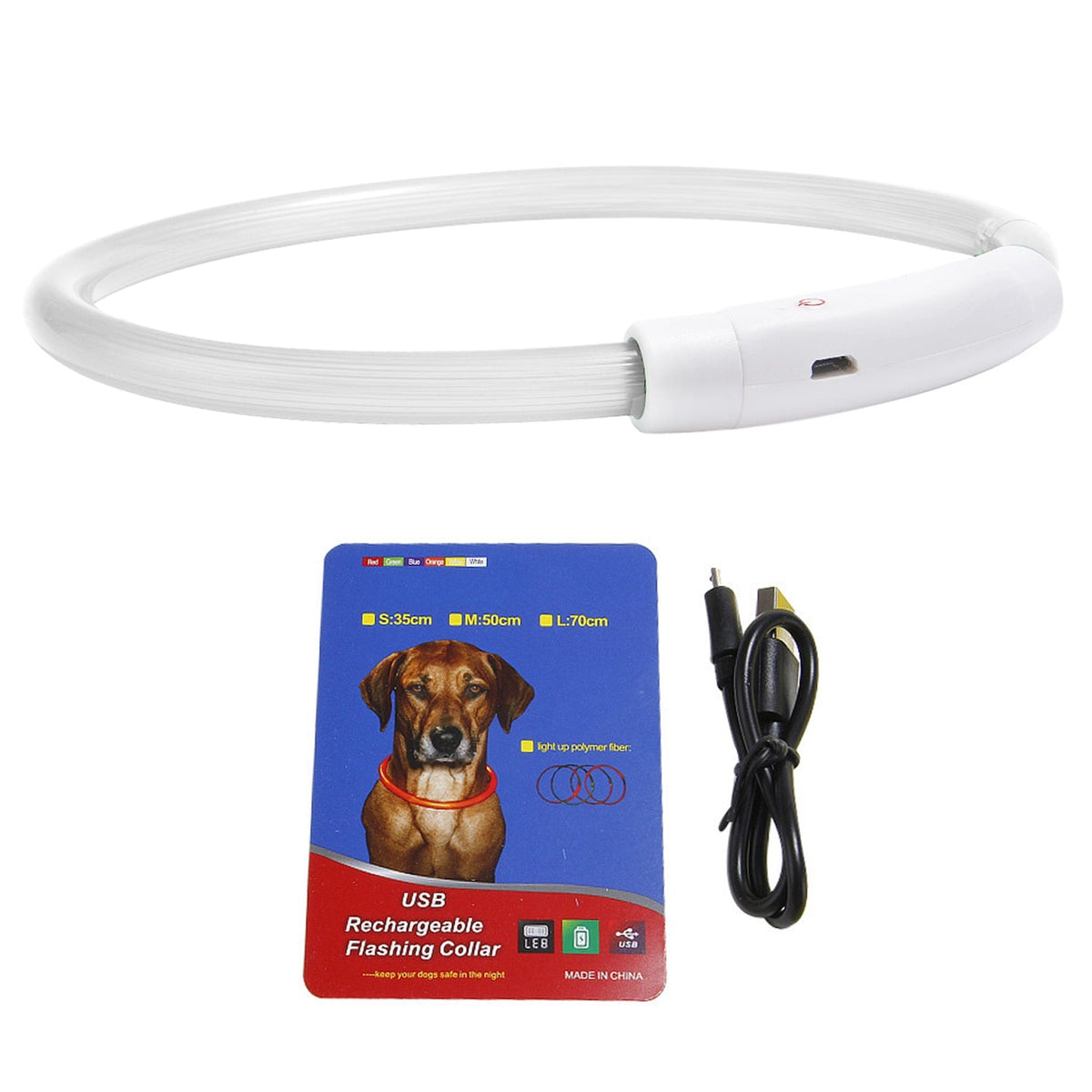Glowing Dog Collar for Small to Medium sized Dogs w/ Rechargeable USB